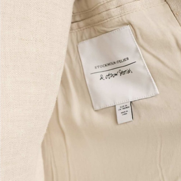 &Other Stories linen blazer BEIGE & tailored pants COMES AS SET. EU 38 US 8 NWT - Picture 4 of 8